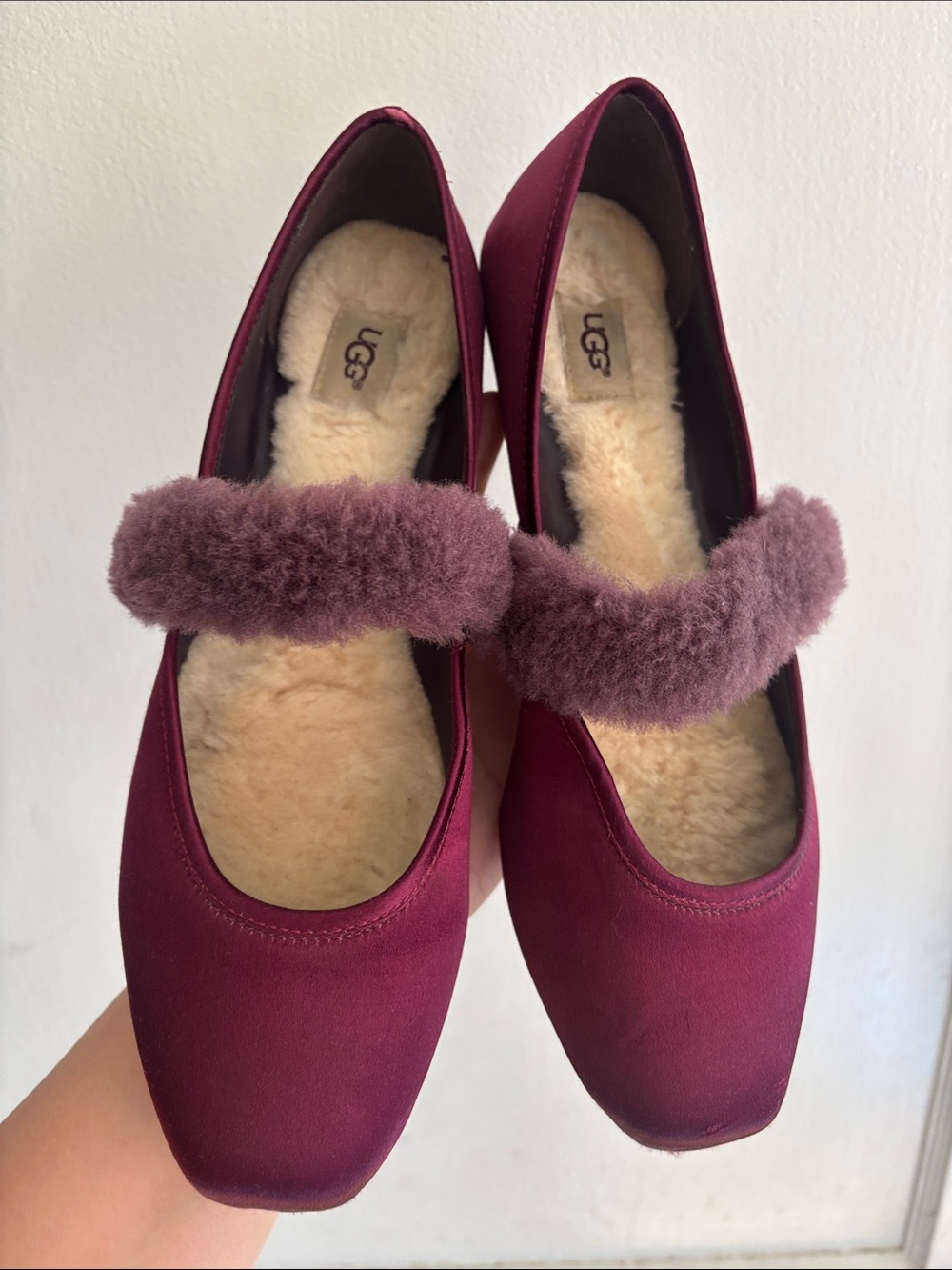 UGG Women's Wine Mary Jane Flats with Shearling Strap - Picture 10 of 10